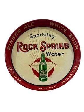 Rock Spring Soda Water Metal Serving Tray Vintage-Style Red & Green